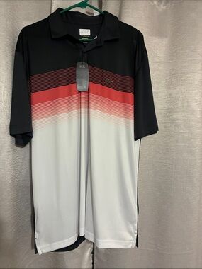 Greg Norman Collection Black, Red & White Gradient Polo
